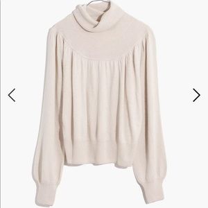 Shirred Balloon-Sleeve Turtleneck Sweater, Madewell size XL